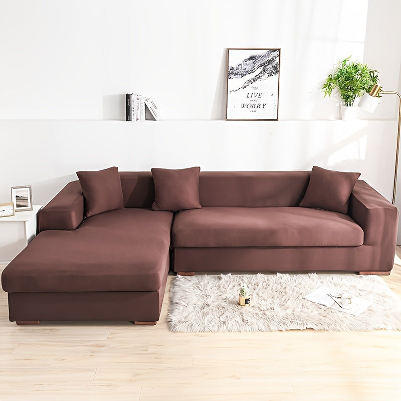 Modern sofa cover with non-slip elastic band, machine washable, made of 95% polyester and 5% spandex. Compatible with various sofa sizes, no printing, stitched craftsmanship, fabric weight of 100-120 g/m².