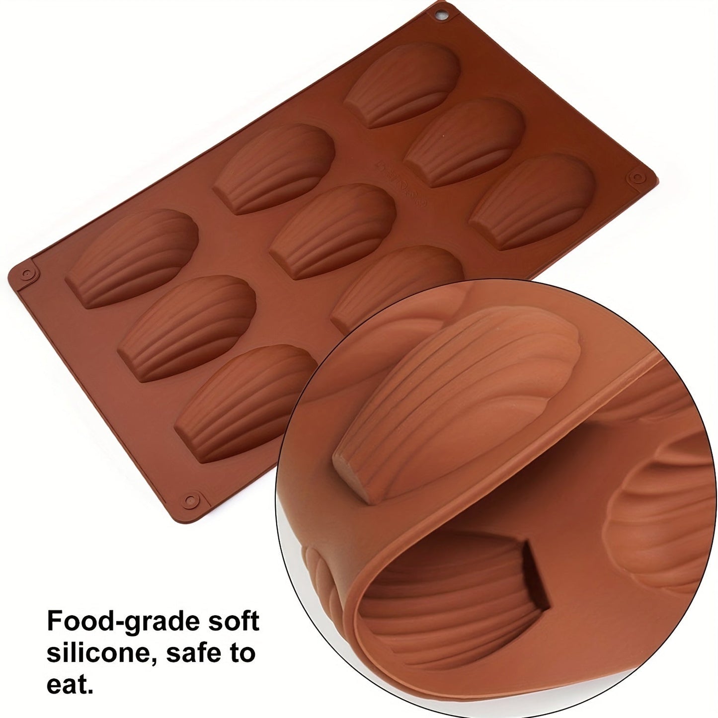 Silicone Madeleine Pan, Set of 2, Nonstick Cookie Mold with 9 Cavities, Baking Supplies for Kitchen