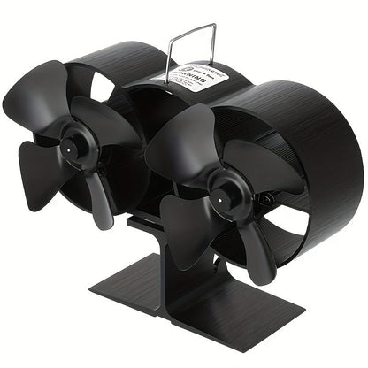 Wood stove fan with dual motor, 8 blade design, and magnetic thermometer. Perfect for use with eco-friendly heat sources like wood burning stoves, wood pellets, and more during the winter months.