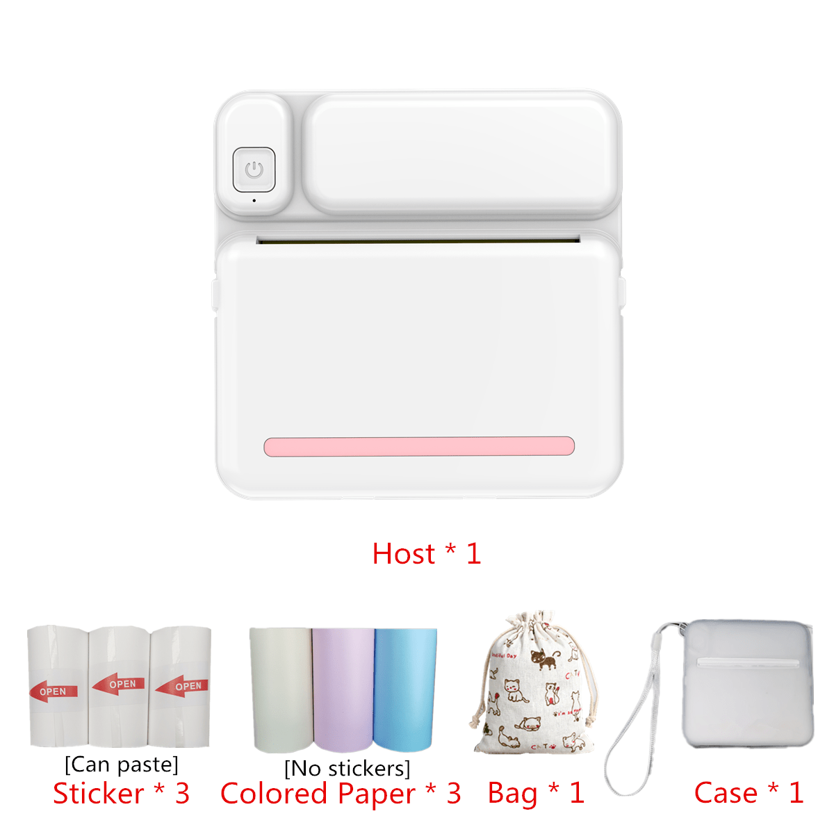 Portable photo printer that also prints sticky notes, QR codes, text lists, and small mobile phone photo albums without the need for ink.