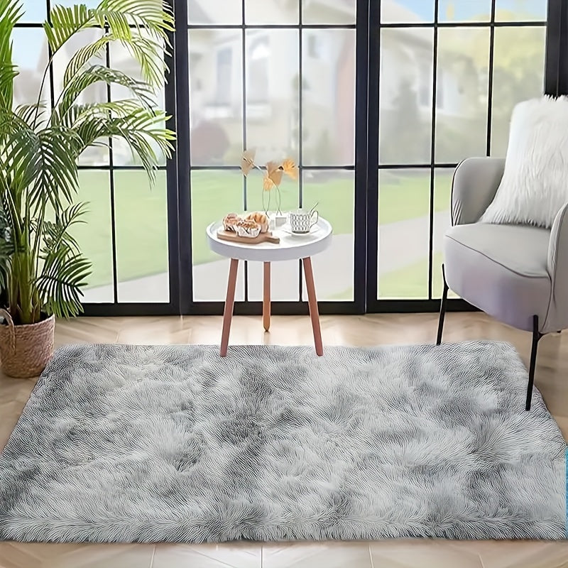 Luxurious Light Gray Plush Area Mat - Soft, Fluffy, Stain-Resistant & Non-Slip, Ideal for Enhancing Living Room, Bedroom, Balcony, or Home Office Décor