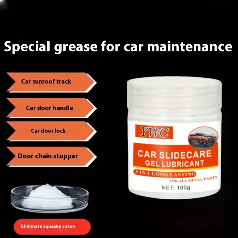 1 piece/set - Automotive grease specially formulated for sunroof tracks, hinges, and window seal maintenance. This factory solid paste-based lubricant is designed to reduce noise and ensure smooth operation. It is suitable for lubricating and polishing