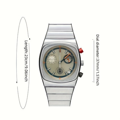 NASIR Men's Luxury Square Mechanical Watch with Stainless Steel, Date Feature, and Casual Style.