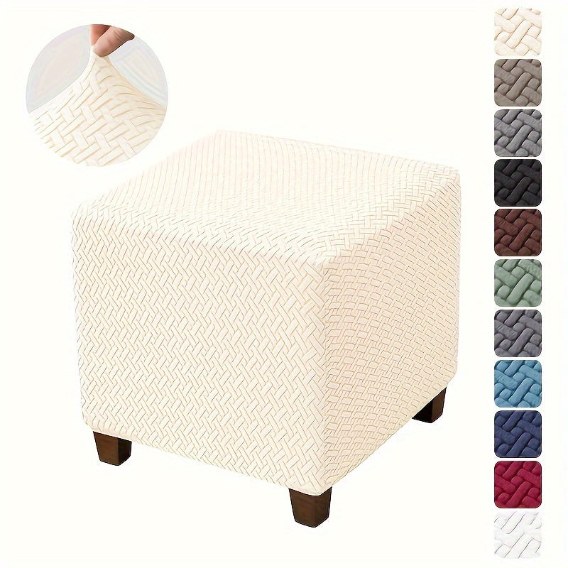 Polyester spandex stool cover with elastic closure, machine washable. Small size.