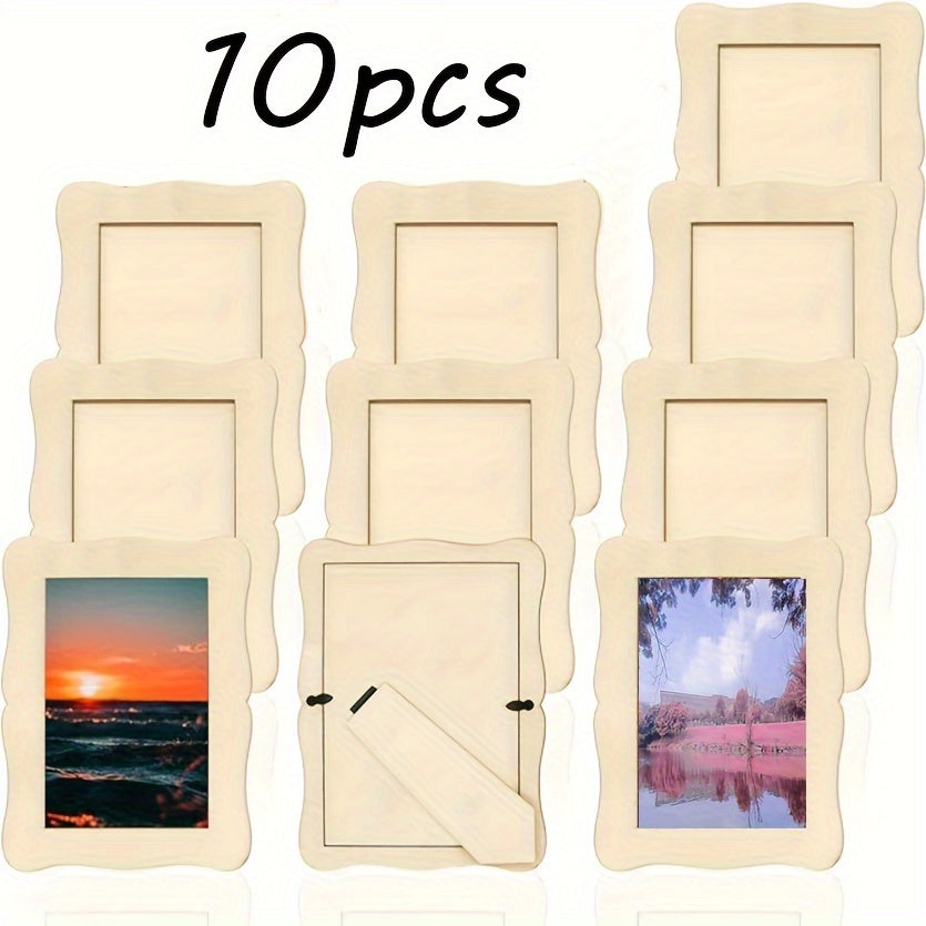 10 6-inch wooden wavy photo frames for DIY projects.