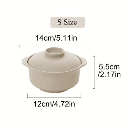 1 set of instant noodle and rice bowls with covers, non-slip food containers, and unbreakable kitchen supplies for college dorms and apartments.