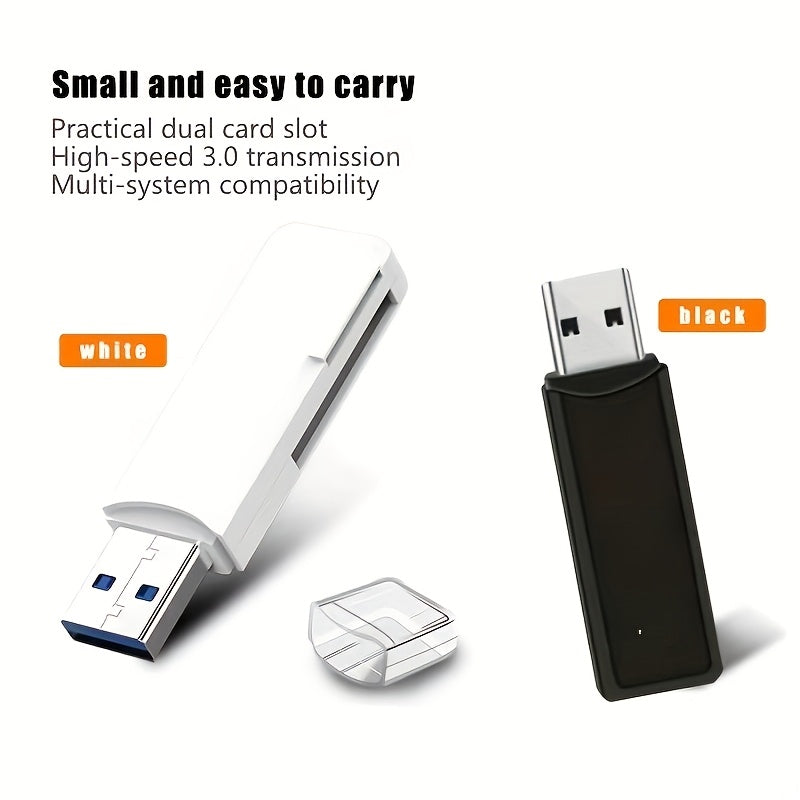 One USB 2.0 Mini SD card reader for high-speed data transfer, plug-and-play for cameras, no battery needed. Ideal for transferring photos.