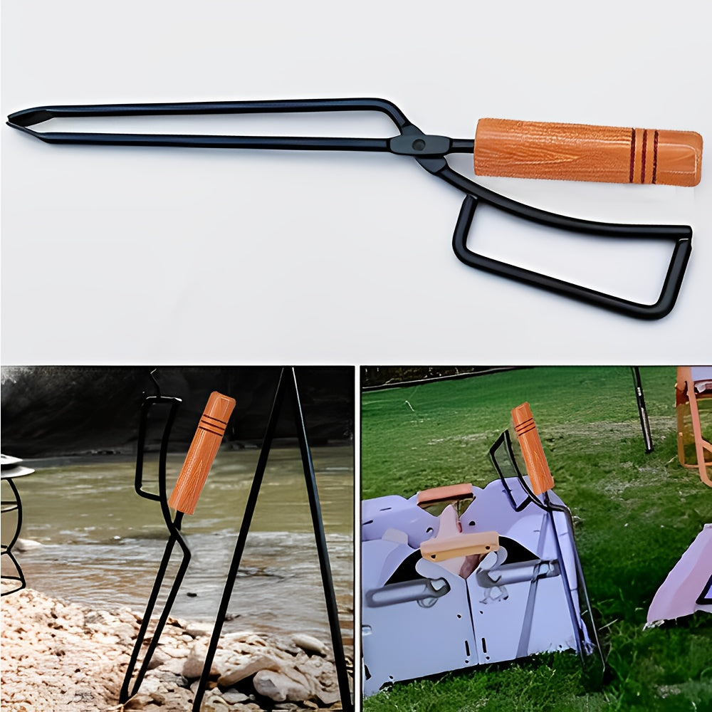 1 set of Charcoal Tongs for Outdoor Campfires and Fireplaces, designed for heavy-duty use in logging and camping. A versatile tool for adding wood to campfires, barbecues, and picnics. Complete your outdoor cooking experience with these essential