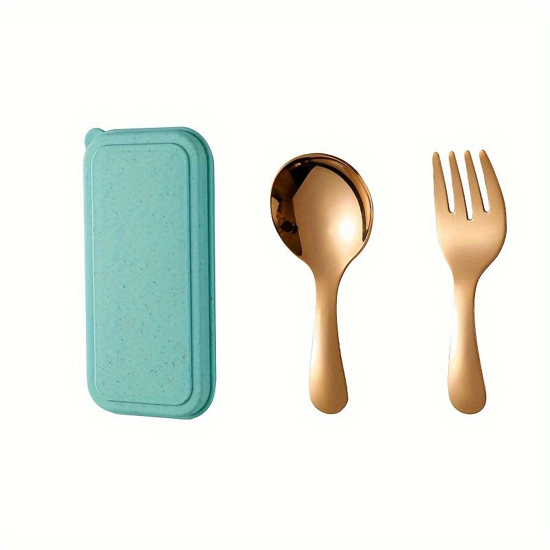 New set of 3 stainless steel forks and spoons with box, ideal for parties and travel. Includes round-headed spoons and forks that are multi-functional for ice cream, cake, and fruit.