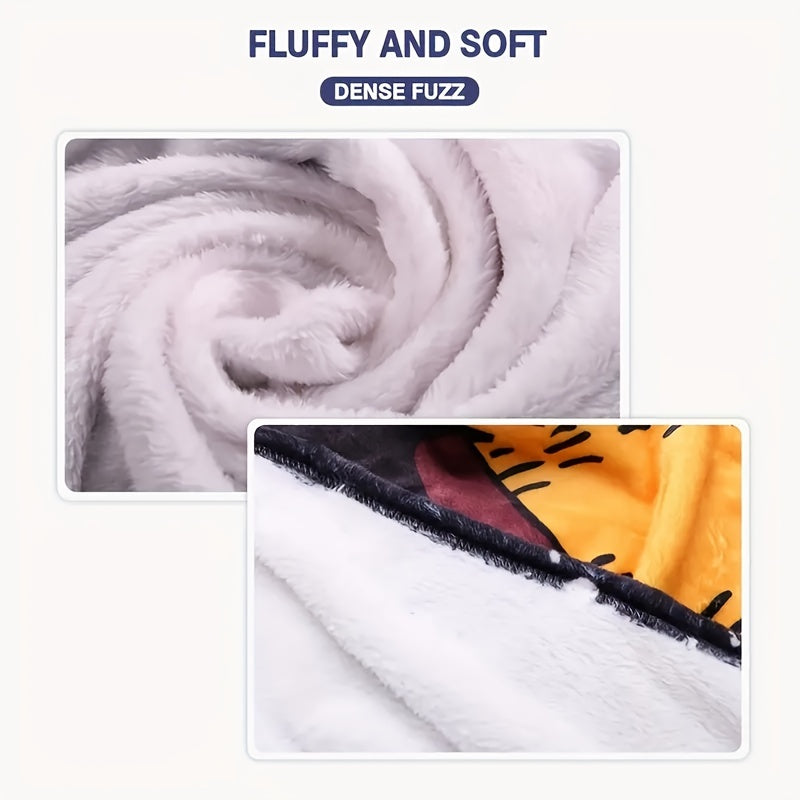 Soft and cozy knit throw blanket featuring an anime character design, suitable for all seasons. A perfect gift for your son, ideal for use on the couch, during travel, in the bedroom, or in the car.