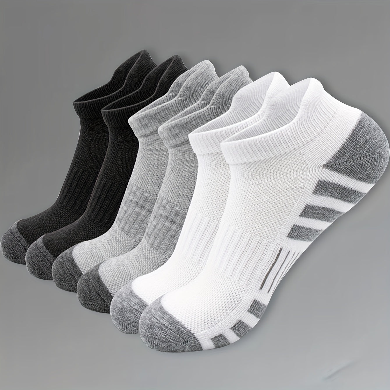 6 Pairs of Men's Crew Socks with Stripes - Casual and Comfortable, Polyester and Spandex blend, Hand wash or dry clean recommended.