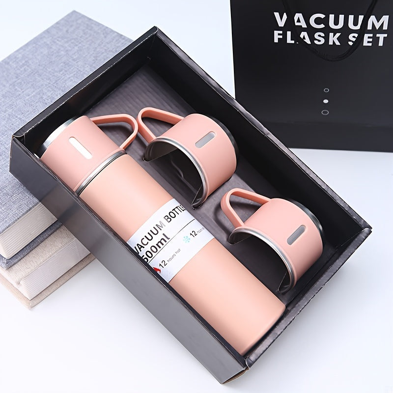 Winter 2024 Thermal Mug set, 500ml, Stainless Steel Insulated Bottle with Cup for Hot and Cold Drinks, ideal for couples and as a gift for parents and grandparents.