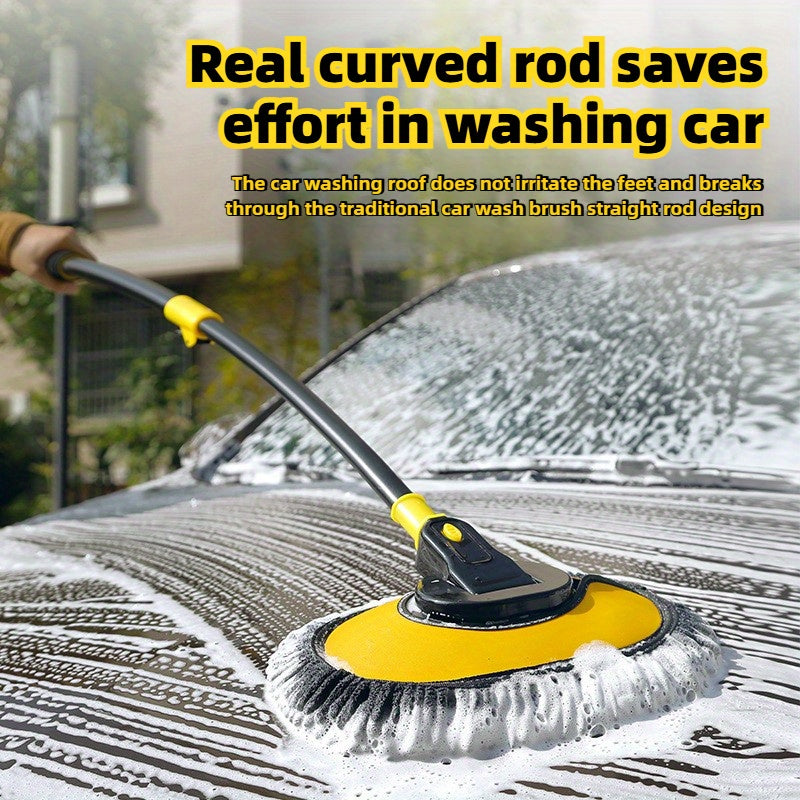 Aluminum telescopic car wash brush with bendable, scratch-free microfiber chenille head and adjustable long handle for effortless cleaning.