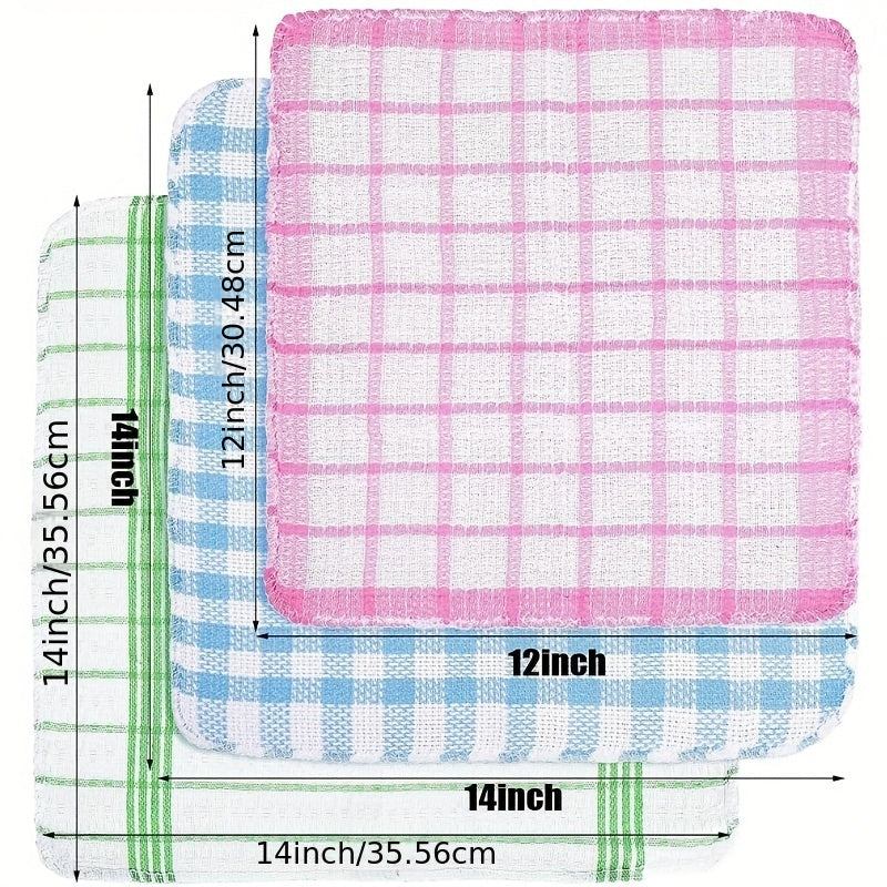 12-pack of cotton waffle weave dish cloths with space theme, ideal for quick hand wash only in the kitchen. Made of 100% cotton, absorbent and quick-drying for cleaning.