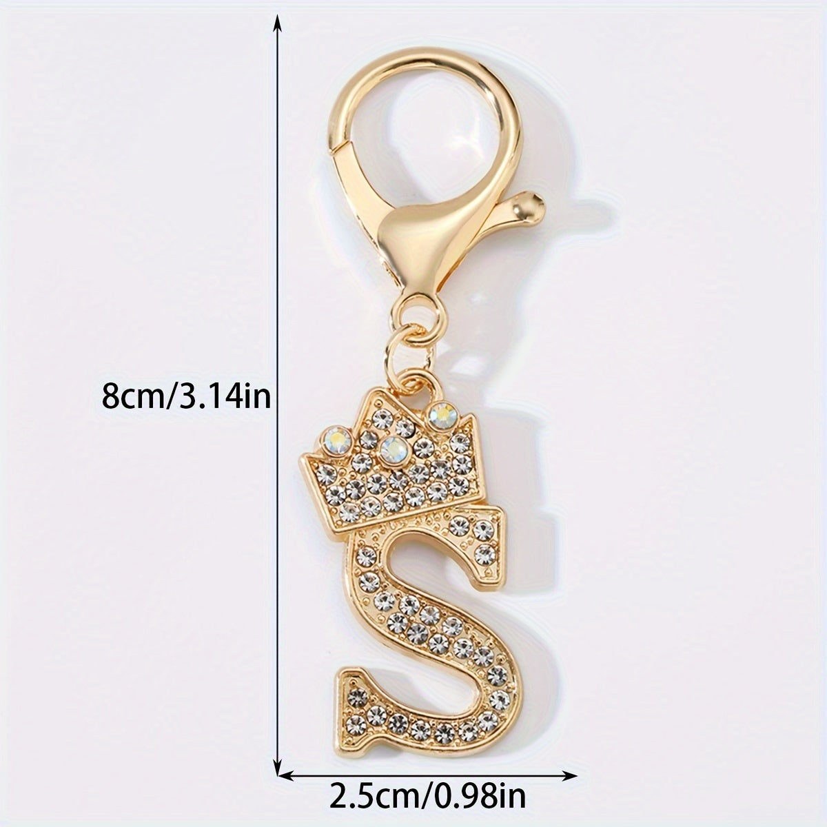 1pc Fashion Zinc Alloy Artificial Diamond Crown 26 English Letters Key Chain for Men, Bag Pendant for Friends.