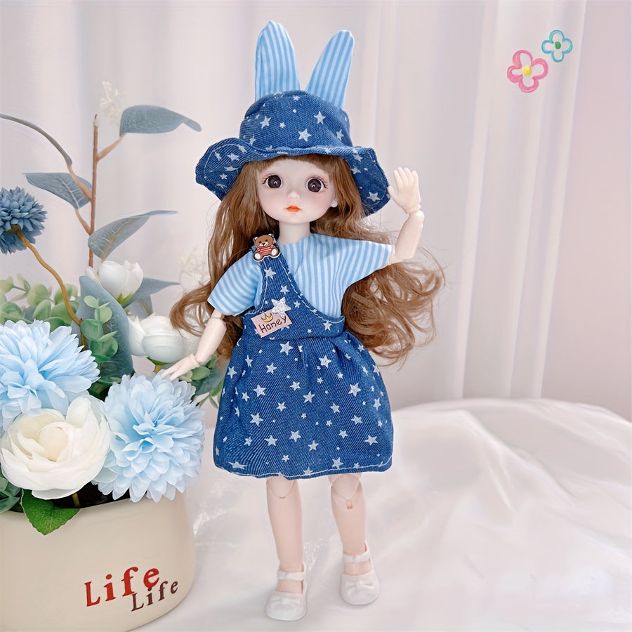 30.48 cm fashion doll with 1/6 BJD ball jointed body in DIY anime and movie themed princess style. Made of PE material. Perfect gift for kids.