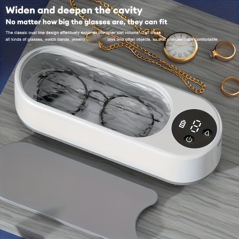 Our Electric Jewelry Glasses Cleaner offers high-frequency, quick cleaning in a multi-functional electric cleaning box. Safe for use on jewelry, makeup brushes, and various materials such as PVC, real leather, real faux fur, and plastic. Chemical-free