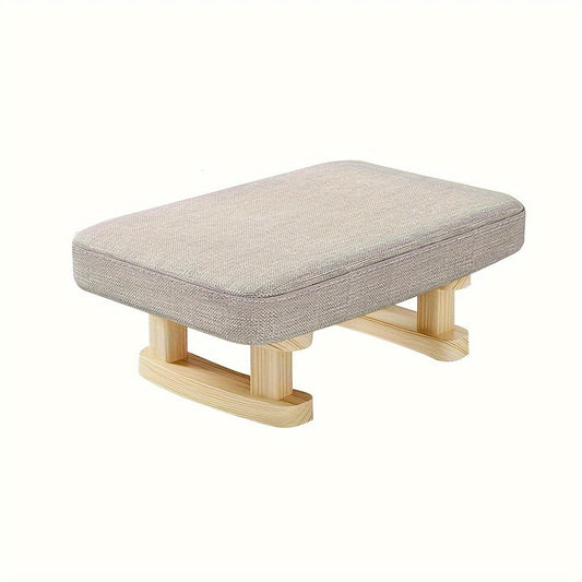 Vintage-Inspired Solid Wood Sofa Stool with Upholstered Seat - Stylish Shoe Changing Bench for Living Room, Made with Durable Hardwood Frame and Decorative Metal Knobs, Convenient Height for Comfort