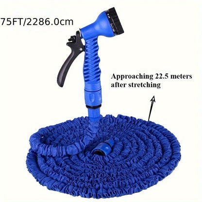 1 Set High-Pressure Garden Hose, Expandable 3X Soft Rubber with 7-Function Nozzle and Universal Connector. Options for 15.24/22.86/30.48/38.1 meters. Durable for Watering, Car Wash