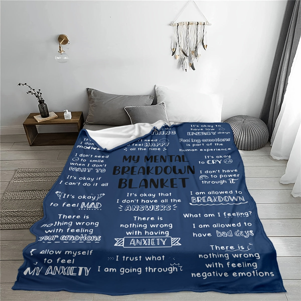 Stay Warm and Cozy with our 'My Mental Breakdown' Flannel Blanket - Great for Gifting to Both Men & Women, Perfect for Christmas & Birthdays, Promotes Mental Health, Enhances Home Decor, Ideal for Relaxing on the Sofa or Traveling - Long-Lasting, Easy to