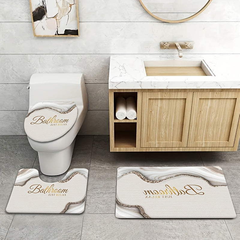 Three-piece Bathroom Set including a Floor Mat, Flannel Toilet Floor Mat, and Bathtub Edge Foot Mat. Additionally, there is an Absorbent Floor Mat for the Bedroom, Living Room, Coffee Table, Balcony, Door, and Printed Floor Mat.