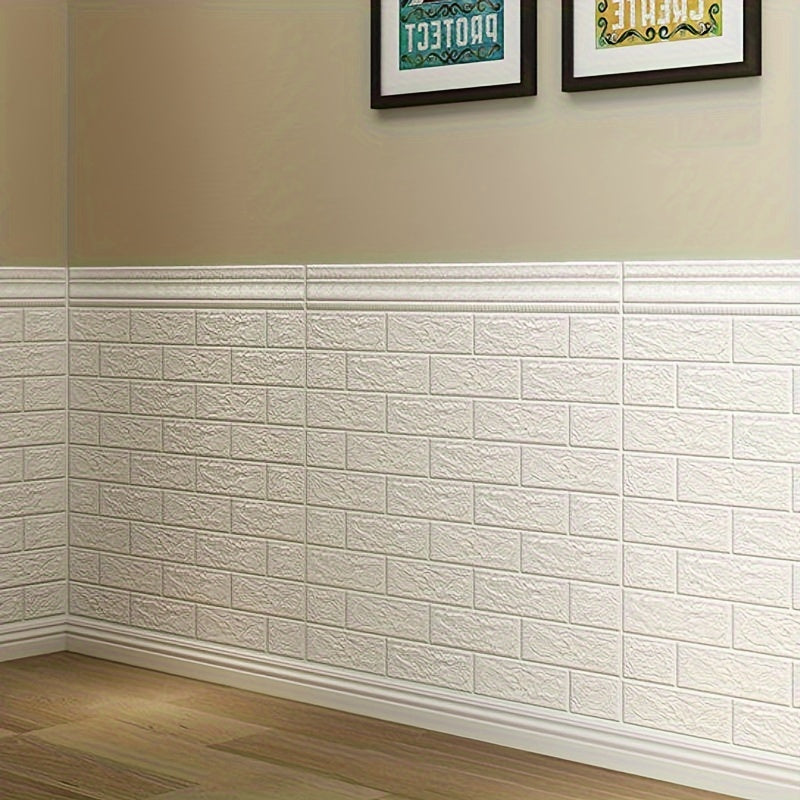 3D stereo imitation brick wall stickers available in 20pcs, 50pcs, or 100pcs, measuring 38.5×35cm/15.16×13.78in. Ideal for DIY home decoration in bedrooms, kitchens, or living rooms.