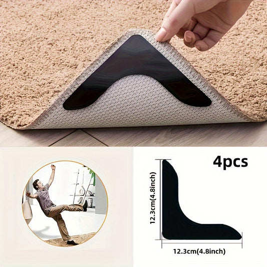 These premium quality anti-slip and anti-drilling carpet stickers come in sets of 4 or 8 and are ideal for use in living rooms, dining areas, bathrooms, on ceramic tiles, and wooden floors to prevent carpets from shifting and rolling. This innovative