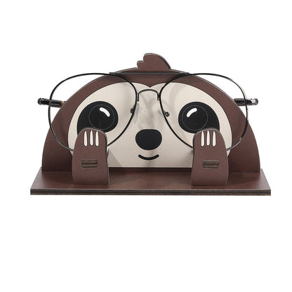 Stylish Wooden Sloth Eyeglass Stand - Chic Detachable Glasses Holder for Women, Fashionable Desktop Eyewear Organizer Stand