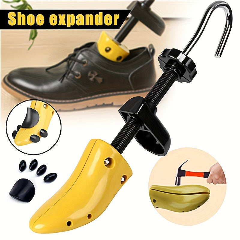 Durable plastic shoe stretcher for flats, pumps, and boots.