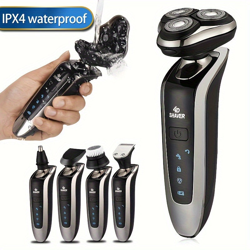 5-in-1 Men's Electric Shaver Set with Trimmer and Cleaning Brush for Smooth Shaving.