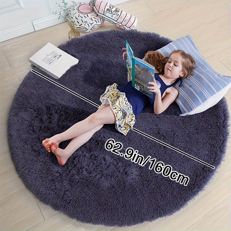 Round Large Ultra Soft Plush Rug - Non-slip and Waterproof Shaggy Throw Rug for Living Room, Bedroom, Nursery, Game Room, and Dormitory. Perfect Teenage Room Decoration - Room Decor (10.16cmX10.16cm)