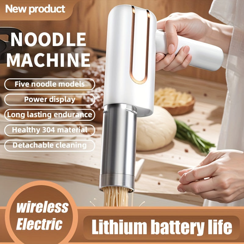 Convenient Electric Noodle Maker with Digital Display - Rechargeable via USB, Made of Stainless Steel, Simple to Clean, Ideal for Use at Home or Outdoors