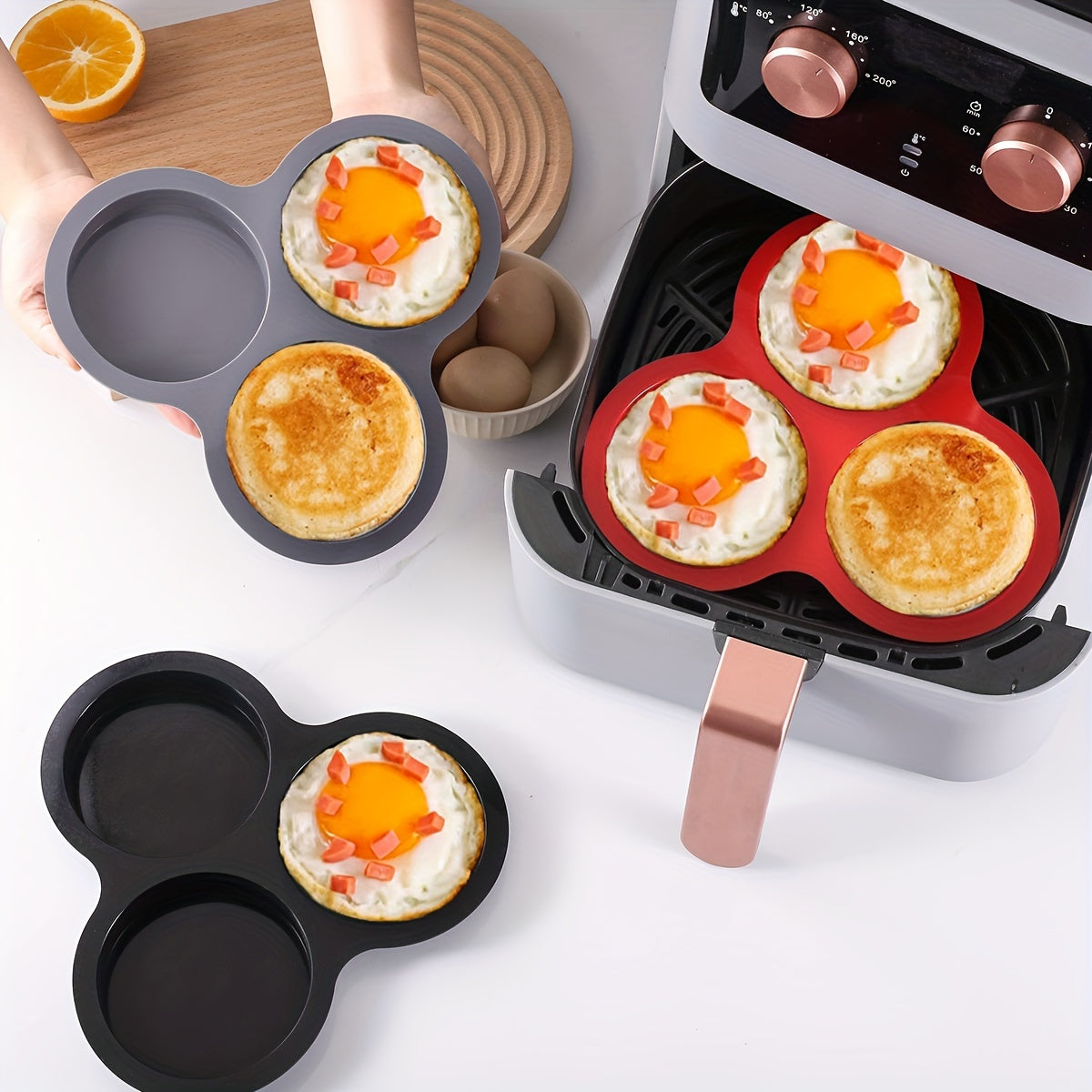 Air Fryer Egg Cooker and Cake Pan Combo - 2 Pieces Set, Dishwasher Safe, Essential Baking Tools for Your Home Kitchen