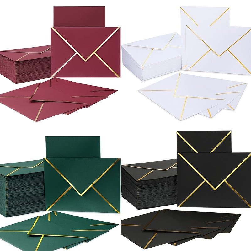 50/100pcs C6 Letter Envelope featuring Western-style design, gilded double-offset paper for Wedding Invitations.