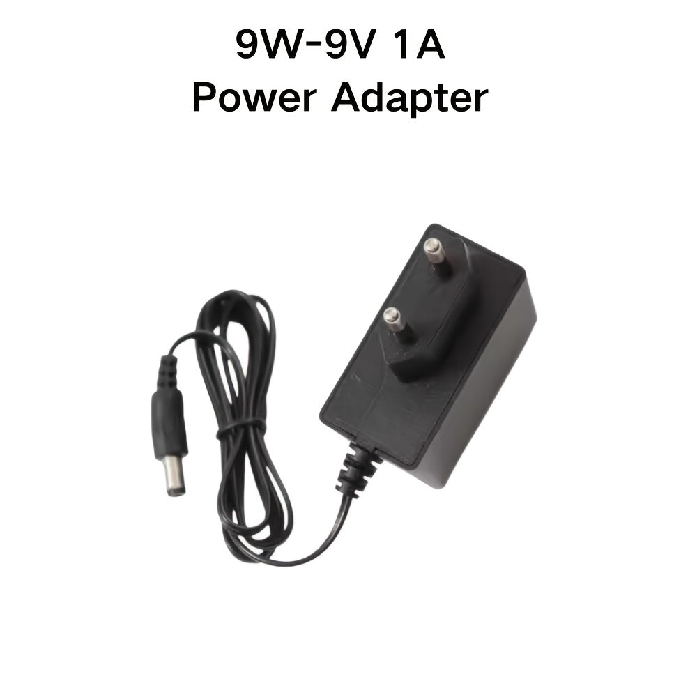 12V power adapter with various amp options, also compatible with 5V and 9V devices. Suitable for LED light strips, security cameras, routers, and speakers.