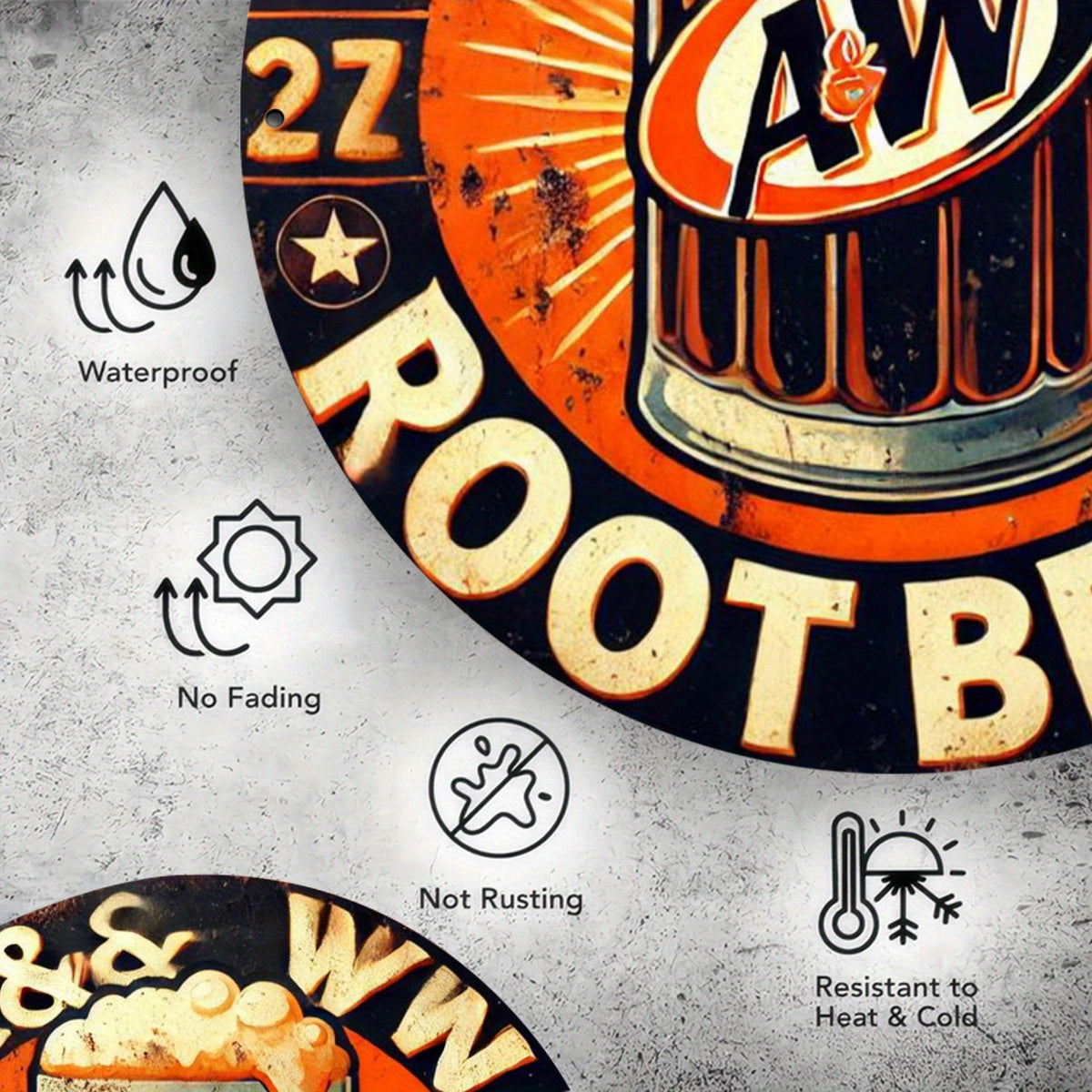 Personalize your home bar, cabin, man cave, or pub with the vintage rusty style iron painting of this personalized One Piece AW Root Beer Sign. Made from durable iron material, it will add a unique and rustic touch to any space.