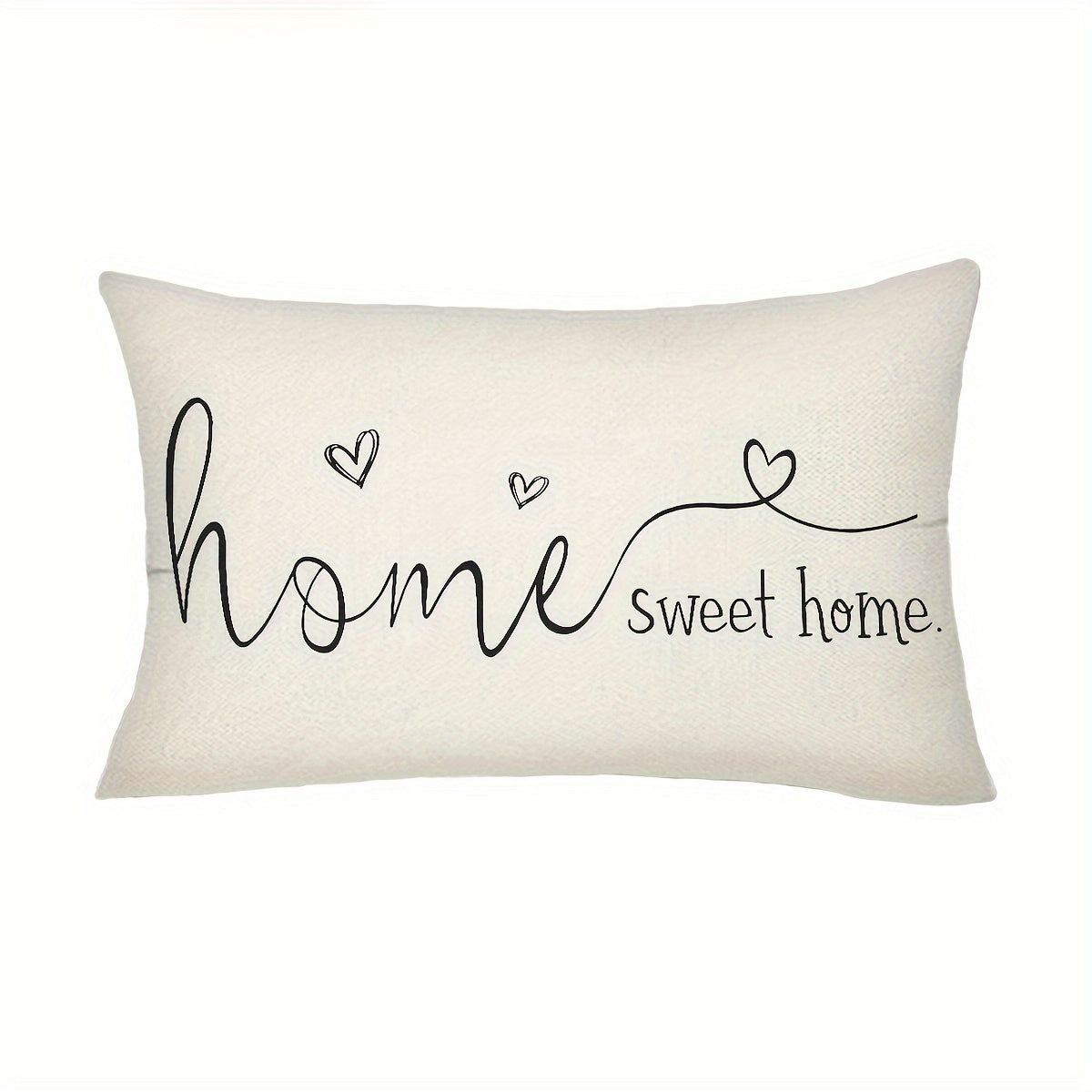 Cozy farmhouse throw pillow cover with "Home Sweet Home" design. Rustic cabin style made of 100% polyester, zippered for easy washing. Available in two sizes, perfect for couch or sofa decor. Insert not included.