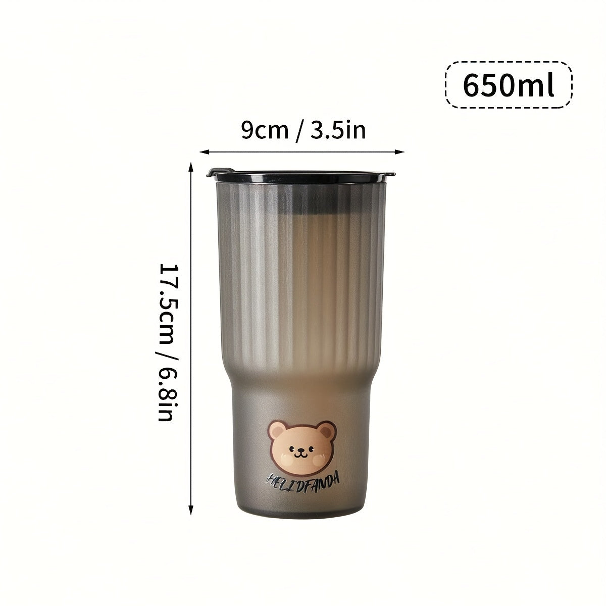 650ml Cute Bear Design Plastic Water Bottle, Leak-proof and Portable coffee cup, ideal for both youngsters and adults on the go.