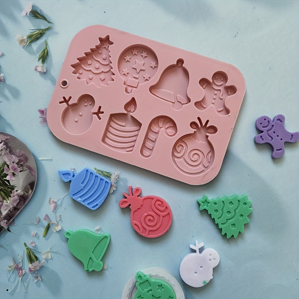 Christmas Silicone Mold, perfect for creating 3D fondant designs for your DIY treats. This versatile mold can be used for making pudding, chocolate candy, desserts, gummy candies, handmade soaps, aromatherapy candles, plaster crafts, polymer clay