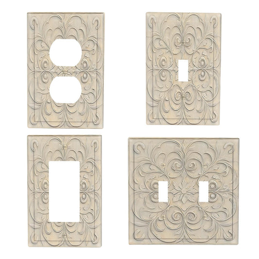 Art Deco Style Wall Plate Cover for Kitchen and Home Office Decor; Reusable, Easy to Install, and Durable with French Pattern Chic Design.