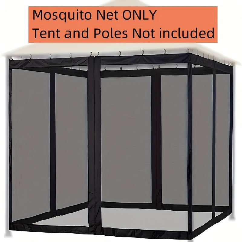 Outdoor tent mosquito nets with black and brown four-door design, four-corner net fence, and mosquito-proof garden courtyard pavilion.