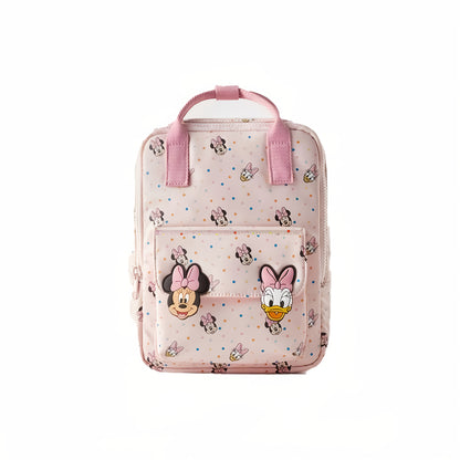 Minnie & Friends Taro Purple Backpack with Large Capacity, Durable Nylon, Adjustable Straps, Fun Cartoon Design, Polka Dots & Charms - Perfect for School & Daily Use