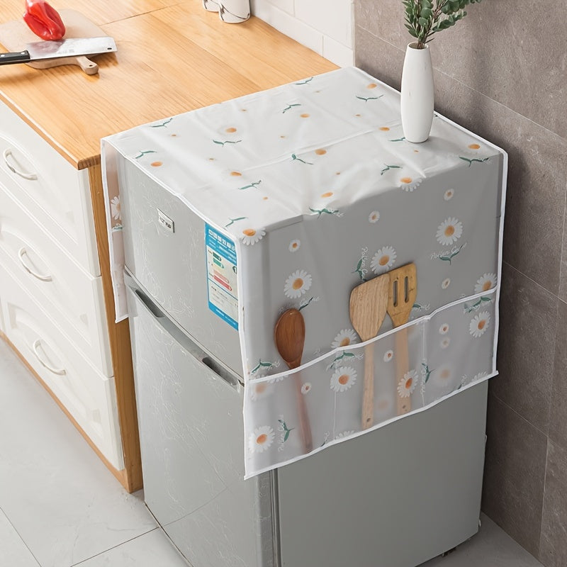 Handcrafted Cartoon-Themed Refrigerator & Microwave Dust Cover with Storage Pockets - Made with Durable Plastic, Rectangular Kitchen Appliance Protector