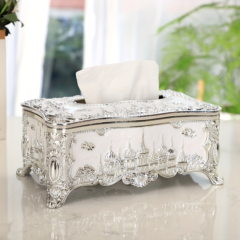 1PC Rose Relief Tissue Box with Luxurious Design for Household or Commercial Use in Living Room, Dining Area, KTV, Hotel, Bar, or Bathroom