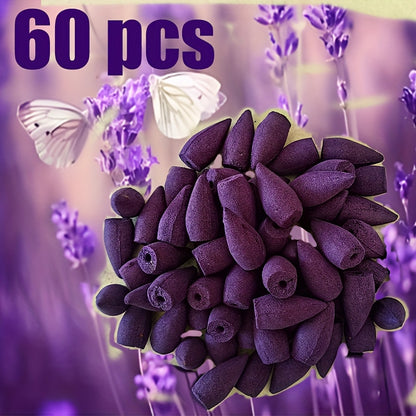 60/31/111pcs pack of mixed scent backflow incense cones with natural lavender and sandalwood blends for home decor, ideal for Halloween, Christmas, Thanksgiving.