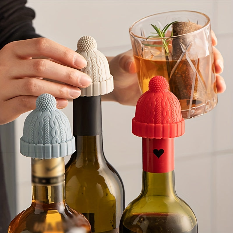 Silicone hat-shaped wine bottle stopper - Great for kitchen and dining, ideal Christmas gift.