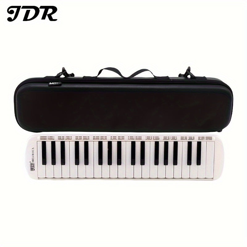 JDR 32/37 Professional Melodica with Premium ABS Hard Case - Portable Wind Instrument for Beginners, Students, and Performers - White/Black Options