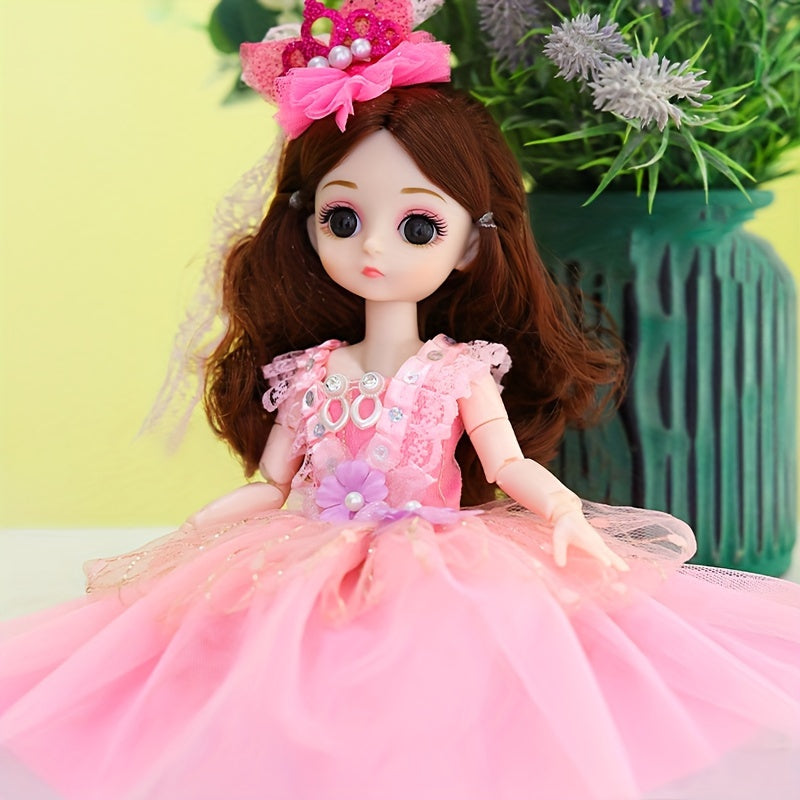 29.97cm Fashion Doll Set with Pink & White Outfits - Cute Surprise Doll in Mixed Colors, Durable ABS Resin - Includes Doll Skirt & Party Attire - Ideal Birthday Gift for Girls & Doll