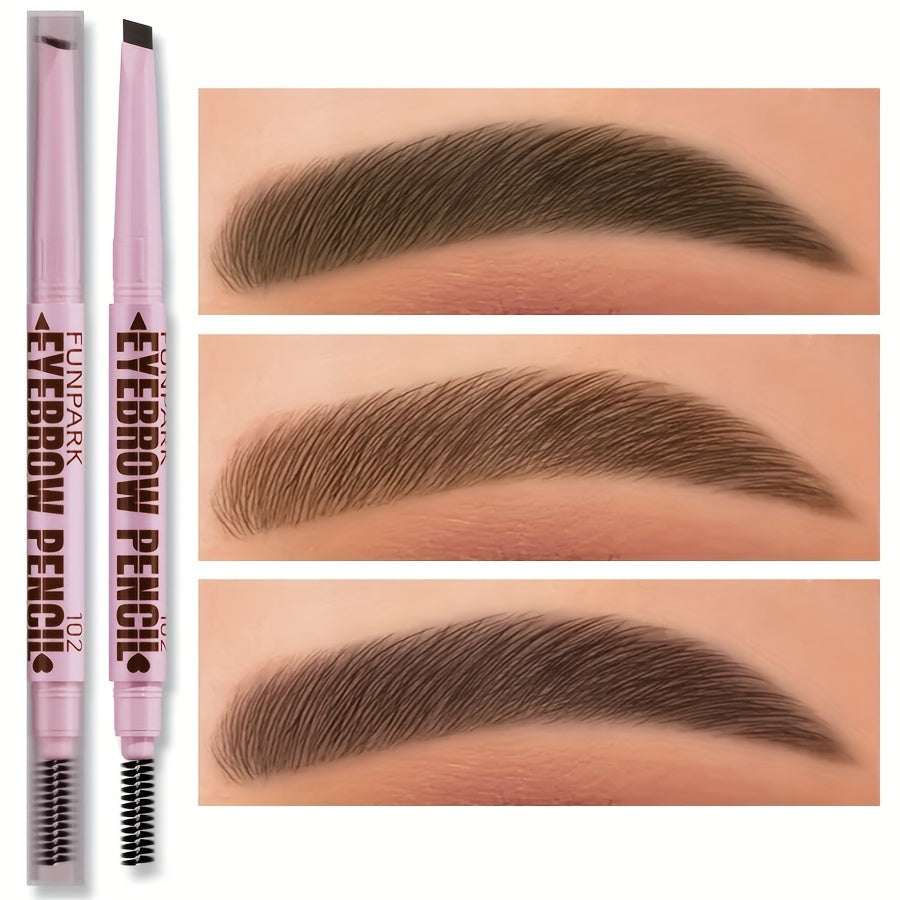 Double-ended automatic eyebrow pencil with long-lasting, waterproof formula in various shades, including dark brown, light brown, taupe, and black. Includes powder, dye, cream, and eyeliner.