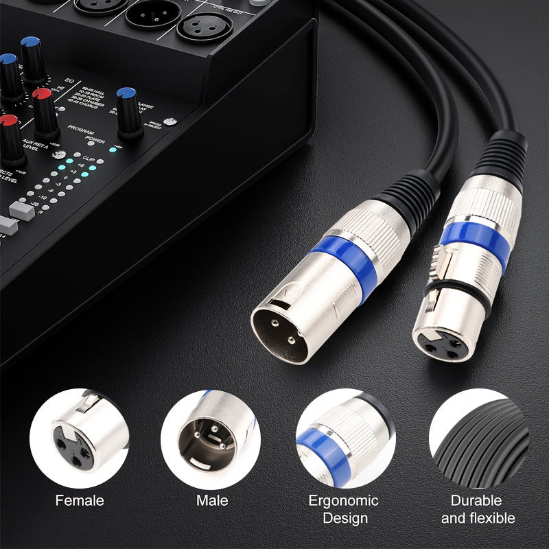 I-ZCLIVE High-Quality XLR to XLR Male to Female Microphone Cable for audio equipment, with durable flat design and metallic connectors.